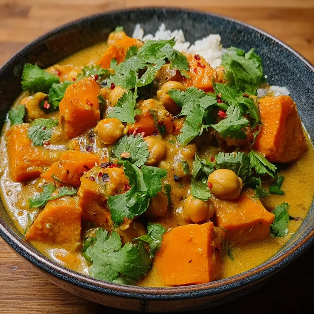 Recette de patate douce rôtie et pois chiches au curry à l