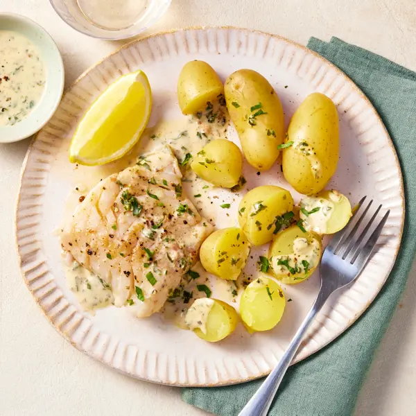 Recette de repas complet à l'air fryer : Dos de cabillaud et pommes de terre grenaille
