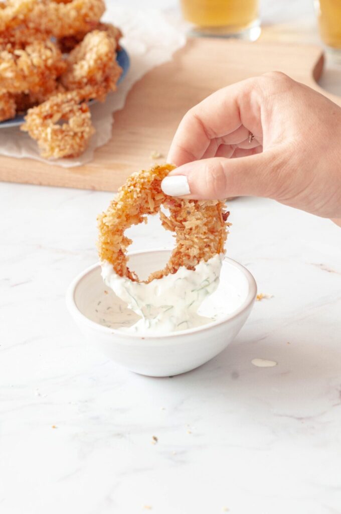 Recette d'onion rings à l'air fryer pour une personne 