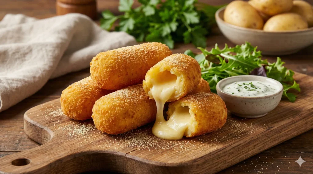 croquettes de pommes de terre au fromage croustillantes dehors coulantes dedans impossible de sarreter scaled