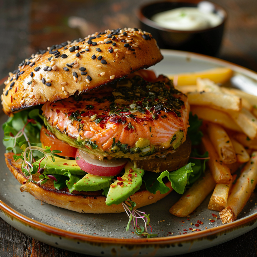 5 recettes avec saumon à l'air fryer pour une personne Recette de burger de saumon à l'air fryer pour une personne